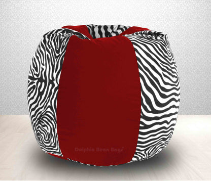 BEAN BAG XXXL RED ZEBRA(BLK-WHITE)-FABRIC-COVERS WITHOUT BEANS