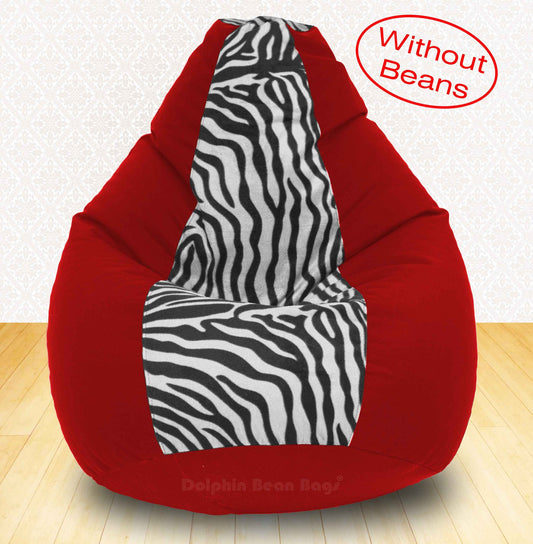 BEAN BAG XXXL RED ZEBRA(BLK-WHITE)-FABRIC-COVERS WITHOUT BEANS