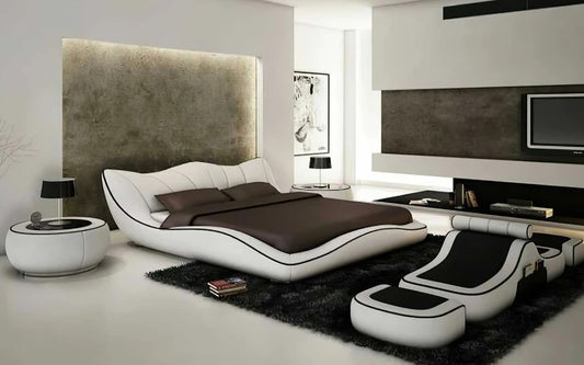 BED: DEV Modern Curved Leatherette Bed