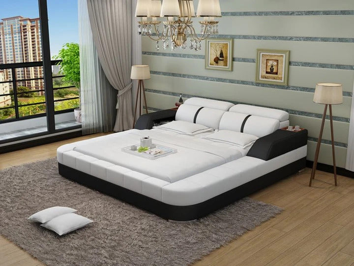 BED: KING Modern Leatherette Bed With Storage