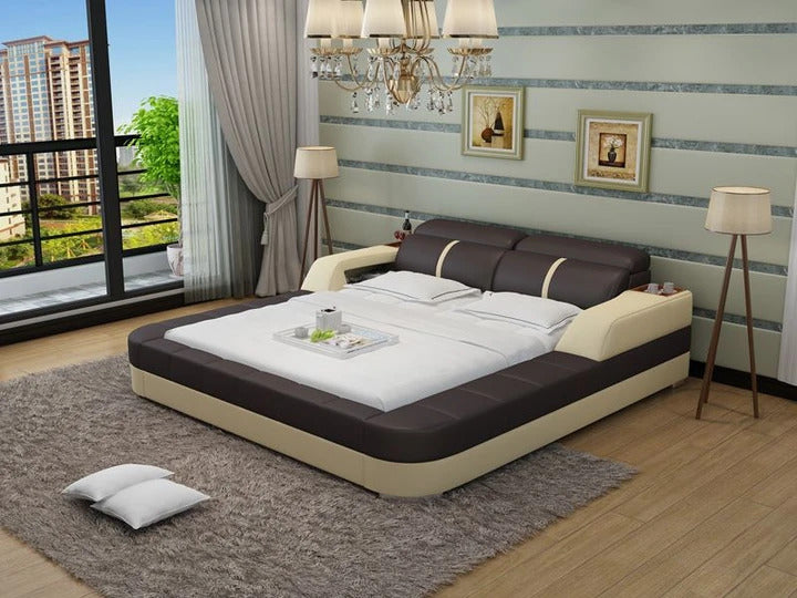 BED: KING Modern Leatherette Bed With Storage