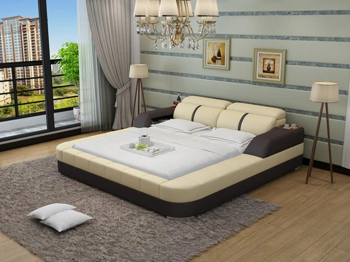 BED: KING Modern Leatherette Bed With Storage