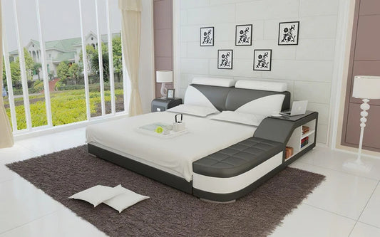 Queen Size Bed: Queen Leatherette Bed With Storage