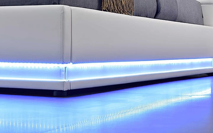BED SID Modern Leather Bed with LED Lights