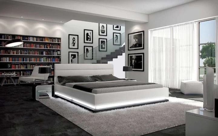 BED SID Modern Leather Bed with LED Lights