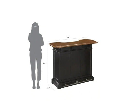 Bar Cabinet 4-Shelf Bar with Foot Rail, White and Oak Finish
