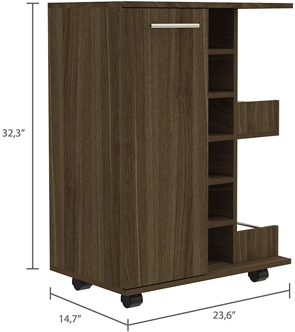 Bar Cabinet: Bar Storage Display Cabinet Cart with Wheels