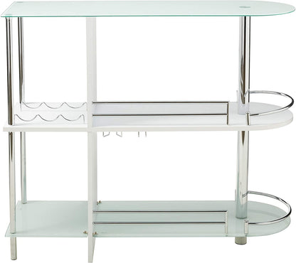 Bar Cabinet: Bar Table with Two Tempered Glass Shelves