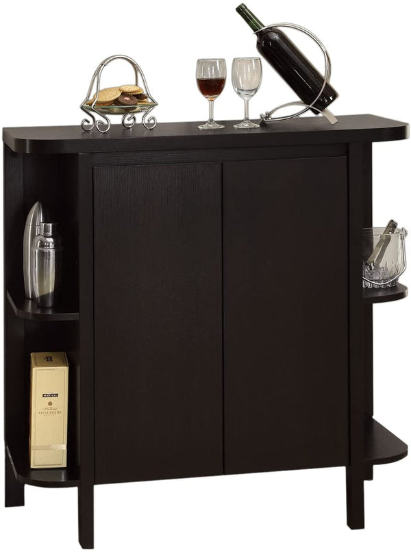 Bar Cabinet: Cappuccino Finish Modern Bar Cabinet 