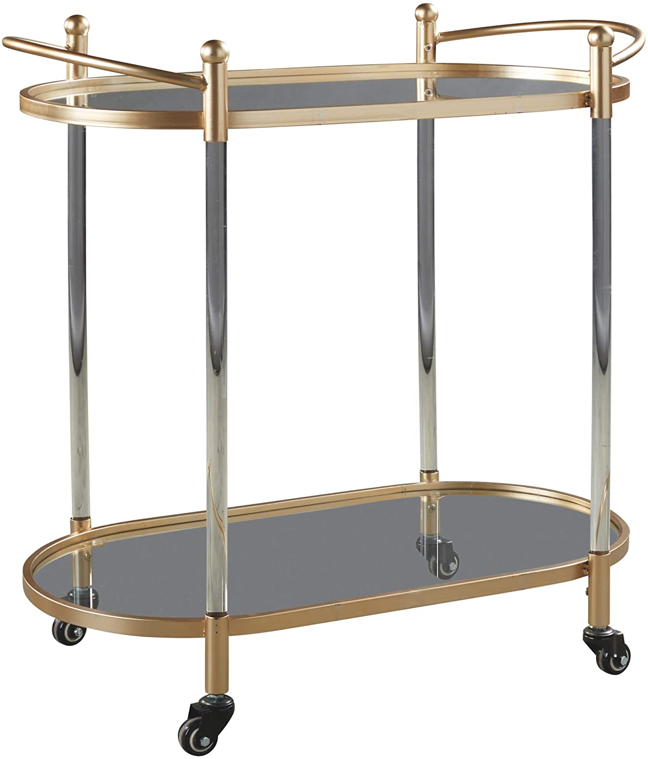 Bar Cabinet: Clear/Gold Finish Bar Cart 