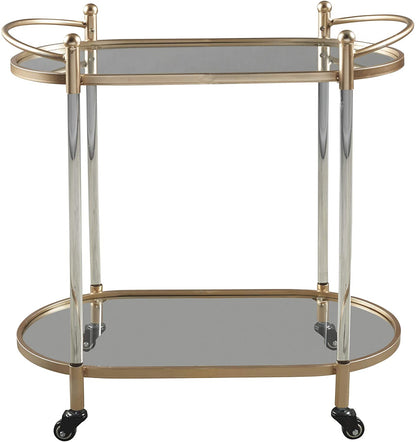Bar Cabinet: Clear/Gold Finish Bar Cart 