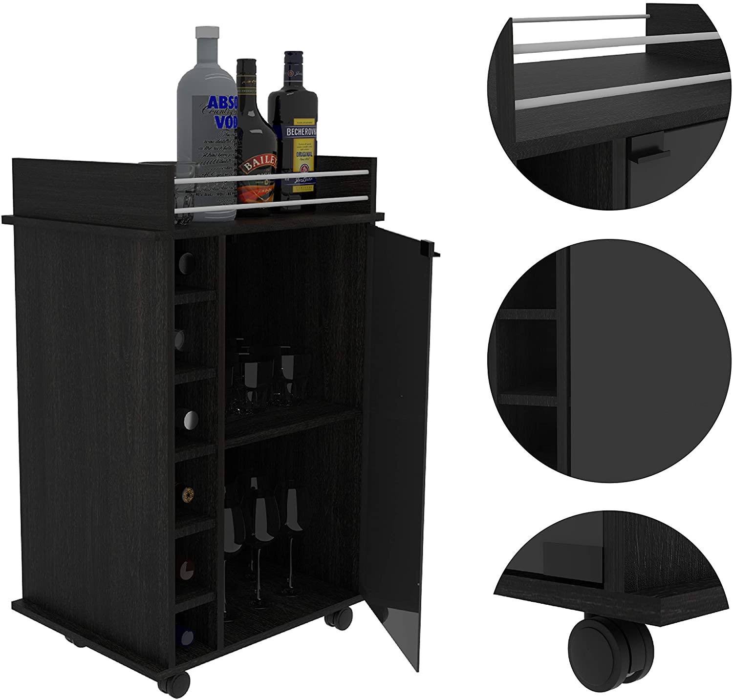Bar Cabinet: Modern Espresso Finished Bar Cabinet