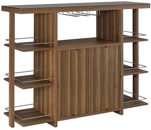 Bar Cabinet: Modern Home Bar with Wine Storage in Walnut 
