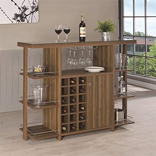 Bar Cabinet: Modern Home Bar with Wine Storage in Walnut 