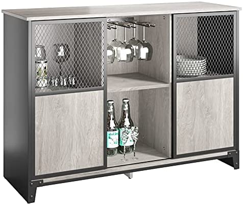 Bar Cabinet: Sliding Mesh Door Barn Liquor Cabinet 