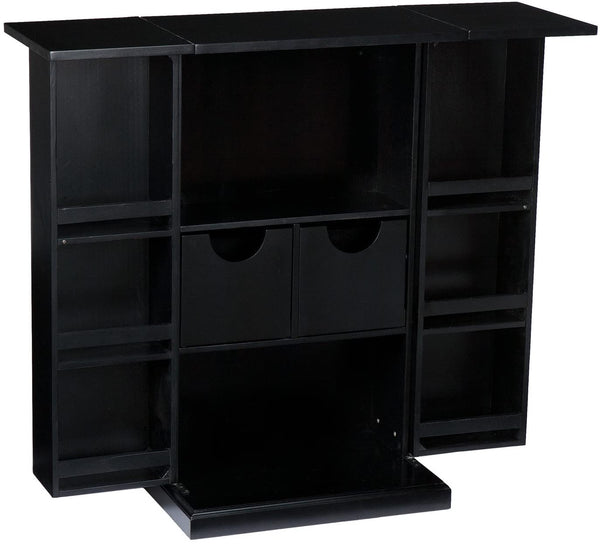 Bar Cabinet: Space Saving Fold Away Bar Cabinet, Black