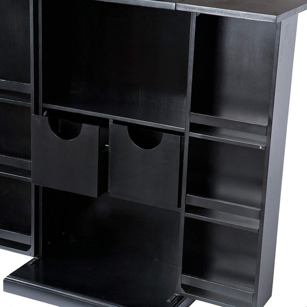 Bar Cabinet: Space Saving Fold Away Bar Cabinet, Black