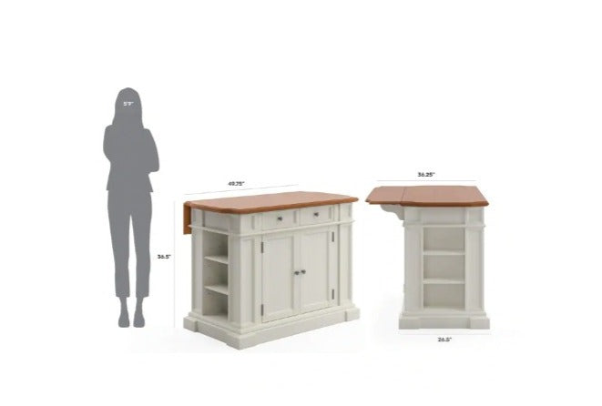Bar Cabinet White with Granite Top, Breakfast Bar, Two Drawers, and Four Adjustable Shelves