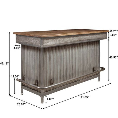 Bar Cabinet Wood and Metal Wine Bar Cabinet Unit with Foot Rack
