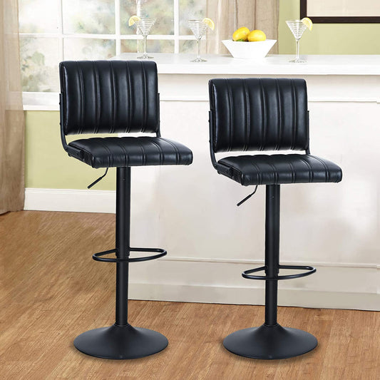 Bar Chair Kitchen Island Water Resistant Faux Leatherette , 300 LBS Capacity, Black