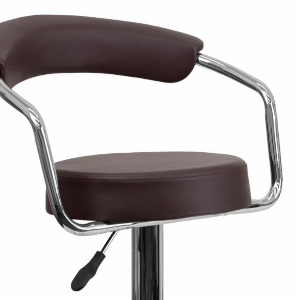 Bar Chairs: Adjustable Vinyl Bar Stool with Chrome Arms & Base