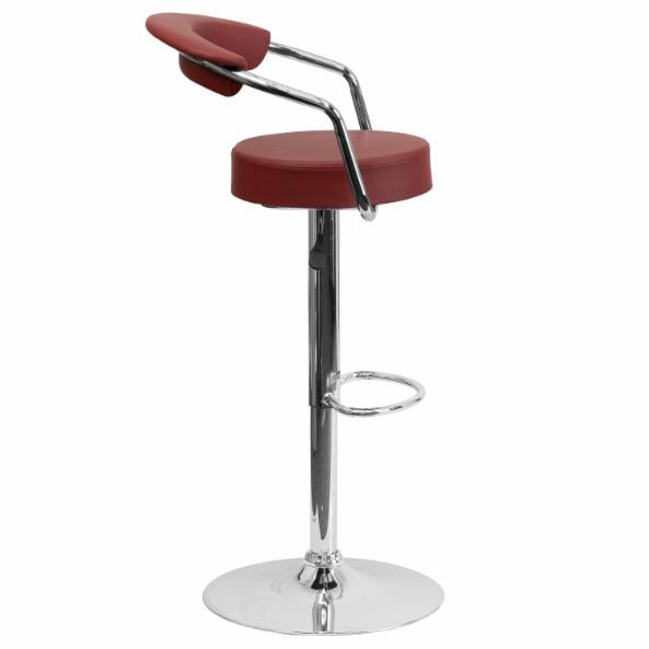 Bar Chairs: Adjustable Vinyl Bar Stool with Chrome Arms & Base