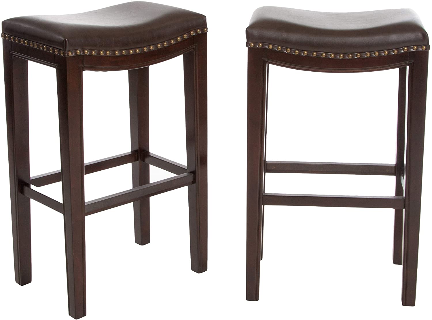 Bar Stool Backless Bar Stools, 2-Pcs Set, Brown 