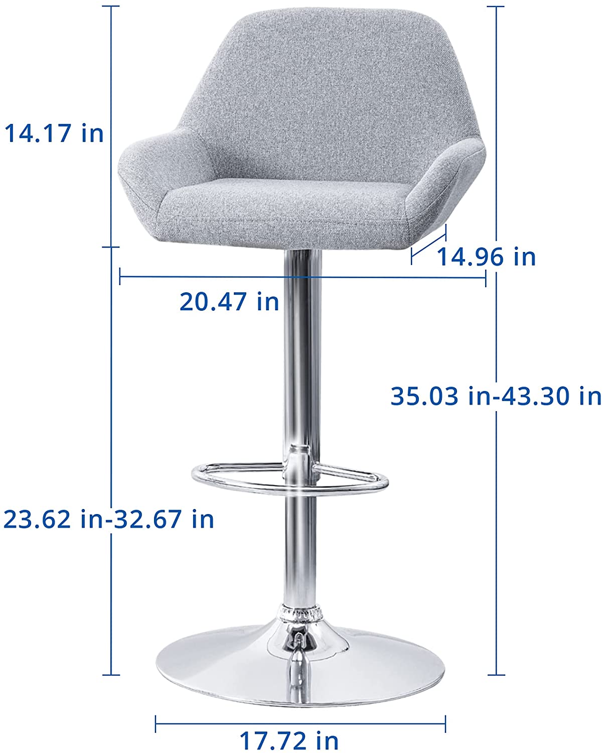 Bar Stool Fabric Adjustable Barstools , Counter Stool Chair Bar Height