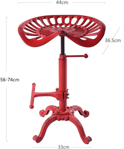 Bar Stool: Industrial bar Chair (Aged Red, Cast Iron) 