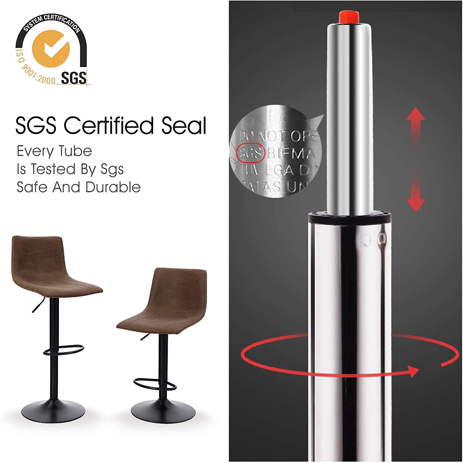 Bar Stool Modern Square Pu Leatherette Kitchen Counter Bar Chairs