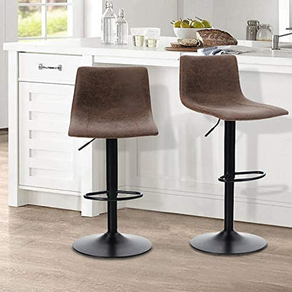 Bar Stool Modern Square Pu Leatherette Kitchen Counter Stools Dining Chairs Set of 2