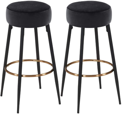 Bar Stool: Round Dining Chair Height for Coffee Shop, Bar, Home Balcony(2pcs, Atrovirens)