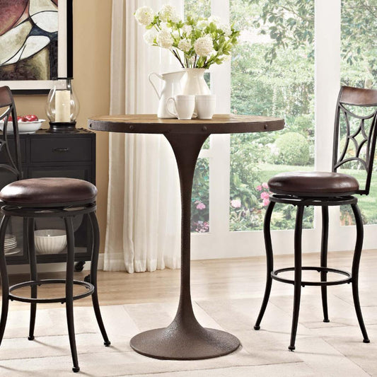 Bar Table: Brown Wooden Bar Table  