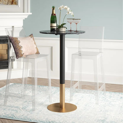 Bar Table: Counter Height 23.5'' Stone Iron Pedestal Pub Table