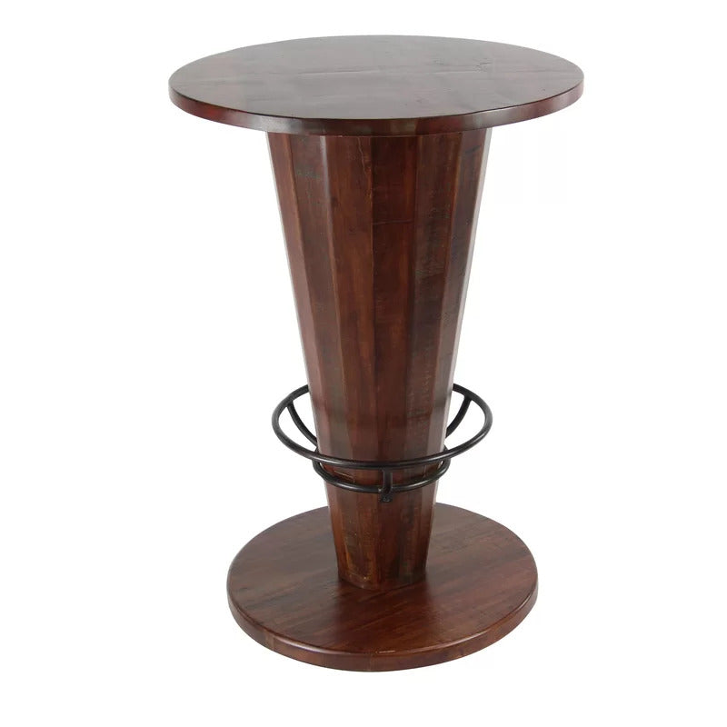 Bar Table: Counter Height 28'' Solid Wood Pedestal Pub Table