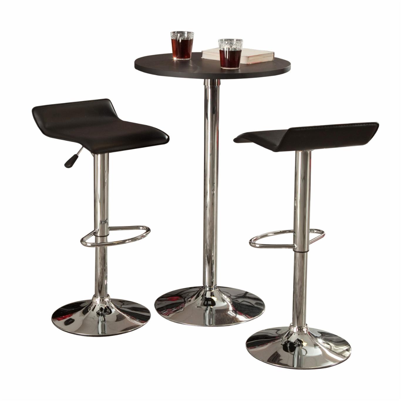 Bar Table Set: 3-Piece Adjustable Height Pub Set