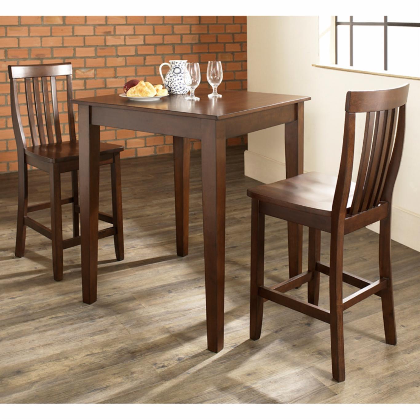 Bar Table Set: 3-Piece Pub Dining Set with Tapered Leg