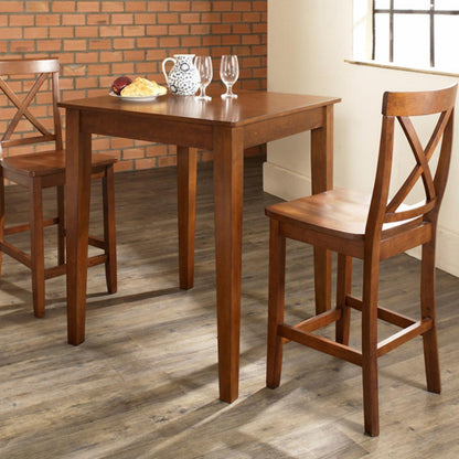 Bar Table Set: 3-Piece Pub Set with Tapered Leg and X-Back Stools