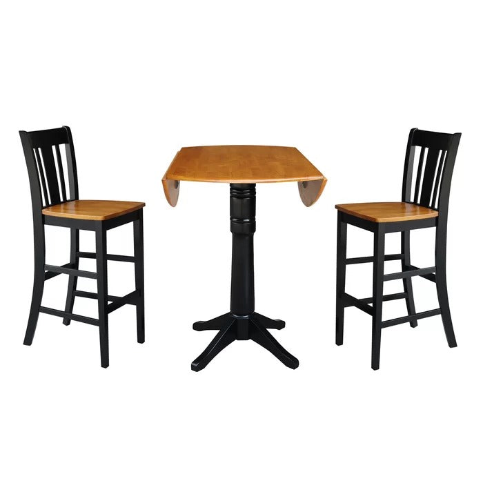 Bar Table Set: Bar Height Drop Leaf Solid Wood Bar Set