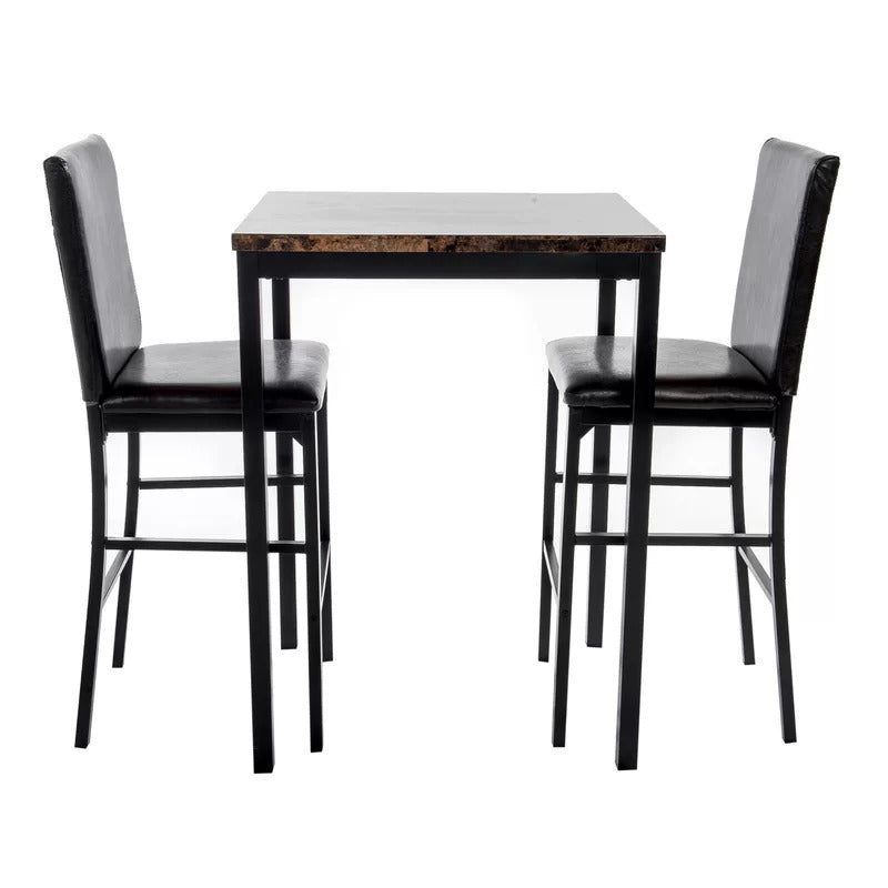 Bar Table Set: Bar Height Table with Two Chairs Pub Set