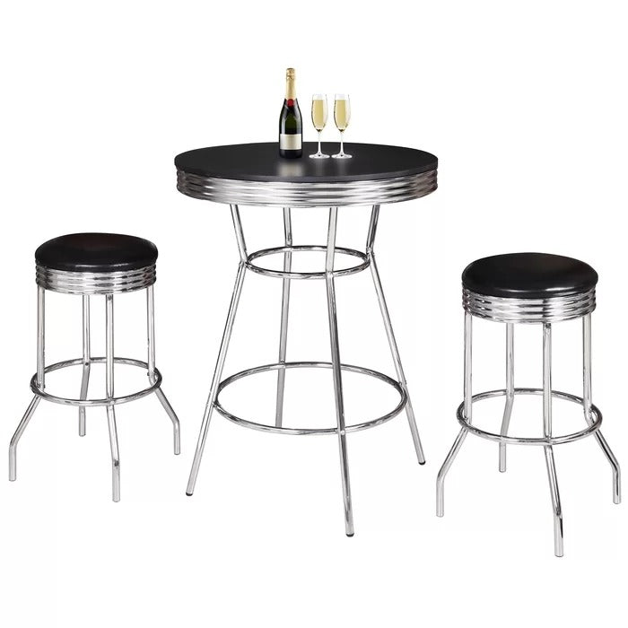 Bar Table Set: Metal Round Bar Table Set