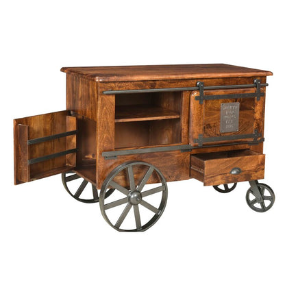 Bar Trolley : 4 Wheels Wooden Bar Trolley