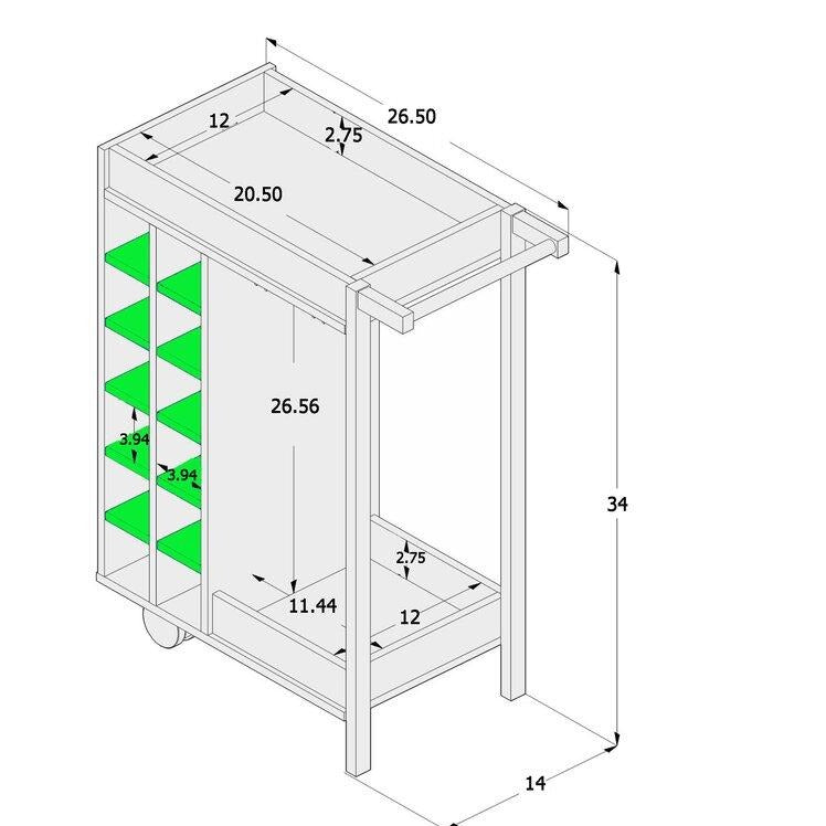 Bar Trolley : Modern Wooden Bar Trolley