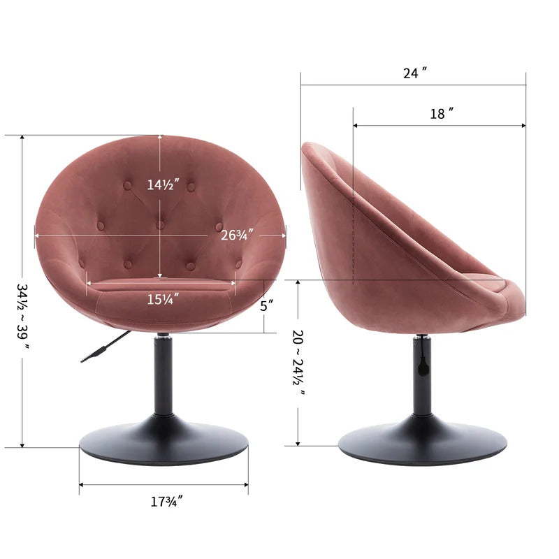Barrel Chair: 26.7'' Wide Tufted Velvet Barrel Chair