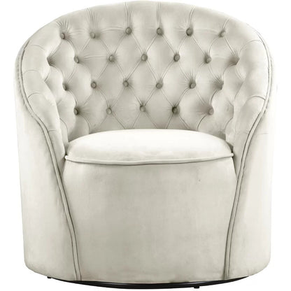 Barrel Chair: 30'' Wide Tufted Velvet Swivel Barrel Chair