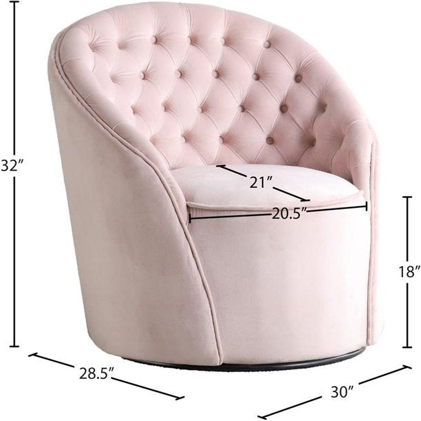 Barrel Chair: 30'' Wide Tufted Velvet Swivel Barrel Chair