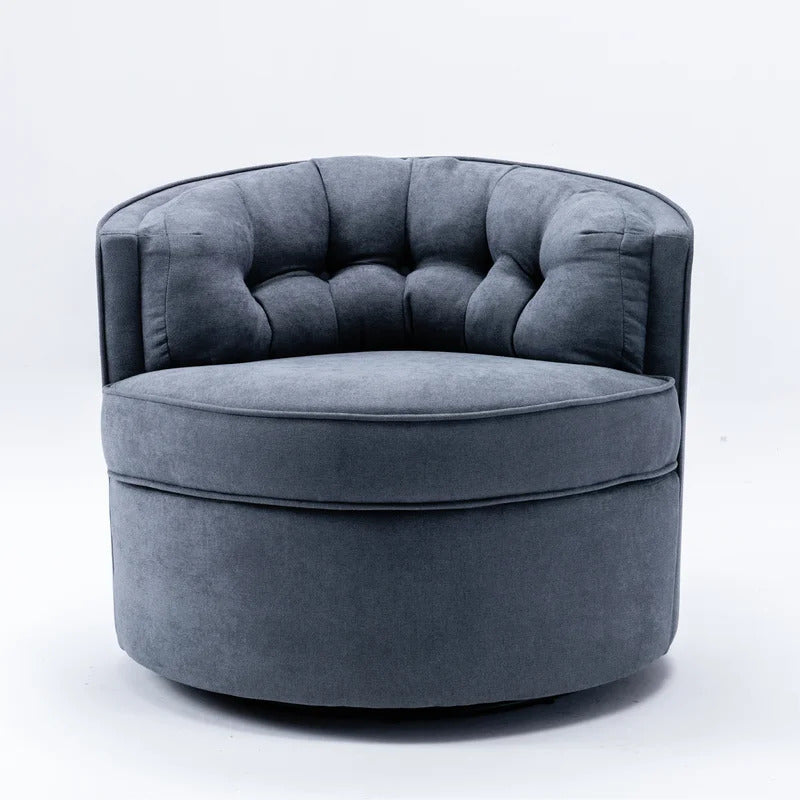 Barrel Chair: 33'' Wide Tufted Linen Barrel Chair