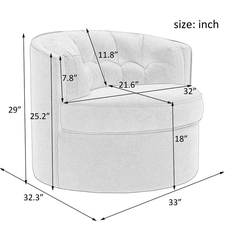 Barrel Chair: 33'' Wide Tufted Linen Barrel Chair