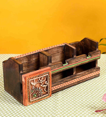 Pen Stand : Basra Mango Wood Pen Stand Desk Organizer