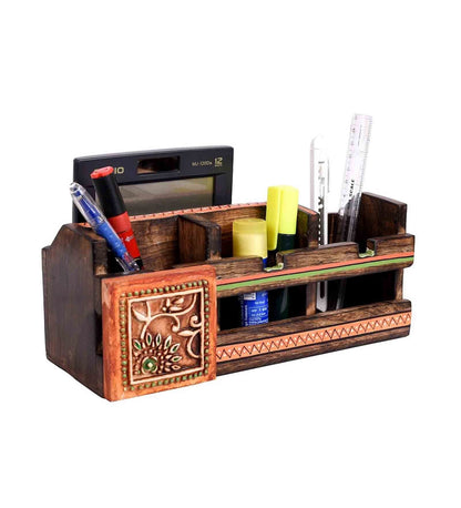 Pen Stand : Basra Mango Wood Pen Stand Desk Organizer